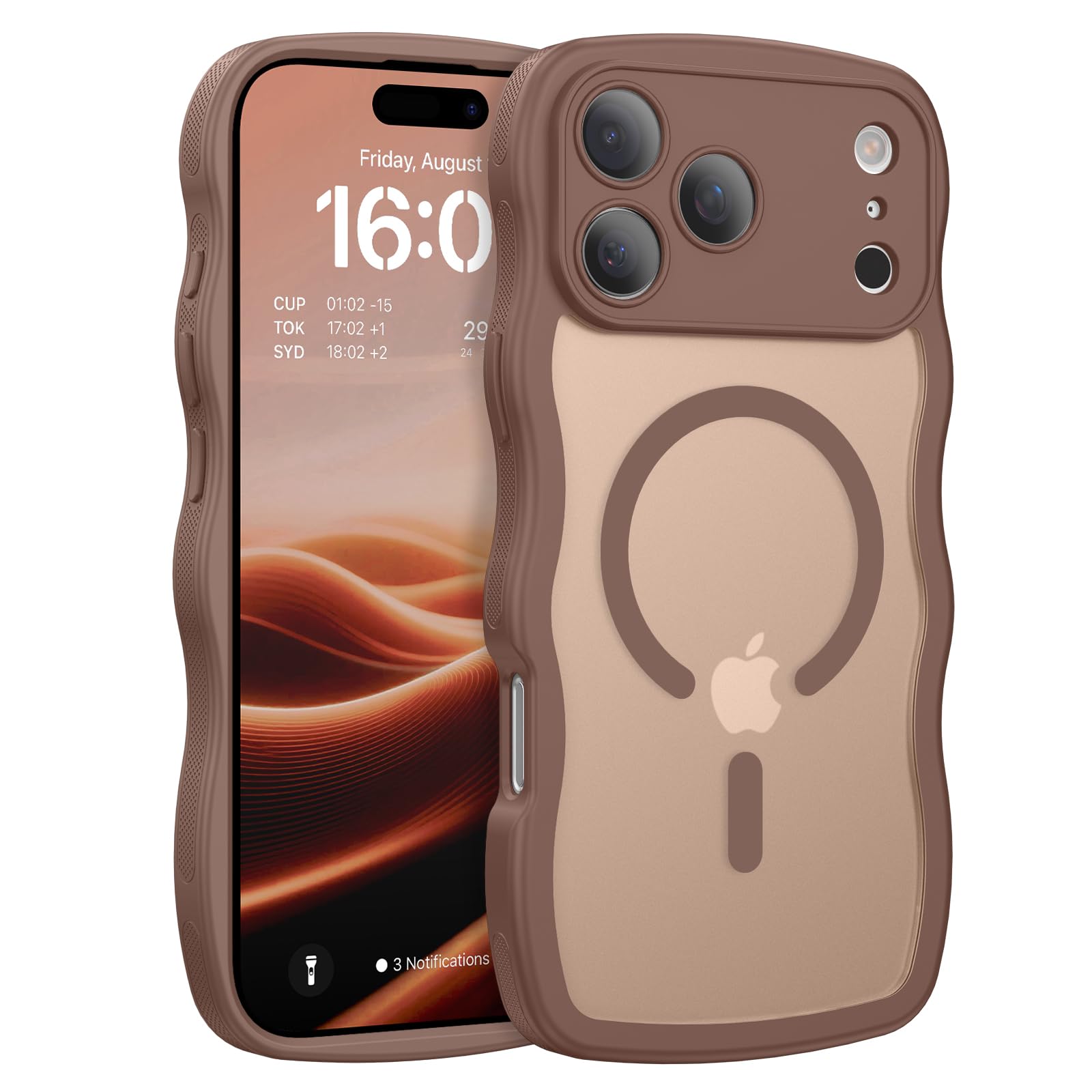 BENTOBEN Magnetic for iPhone 17 Pro Case, Cute Wavy Full Camera Protection [Compatible with MagSafe] Matte Anti-Slip Bumper Wome