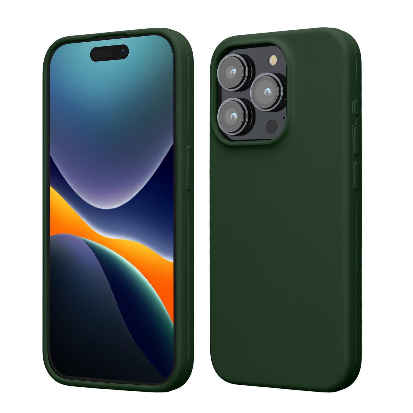 kwmobile Case Compatible with iPhone 15 Pro Case - Slim Soft TPU Silicone Cover - Dark Green