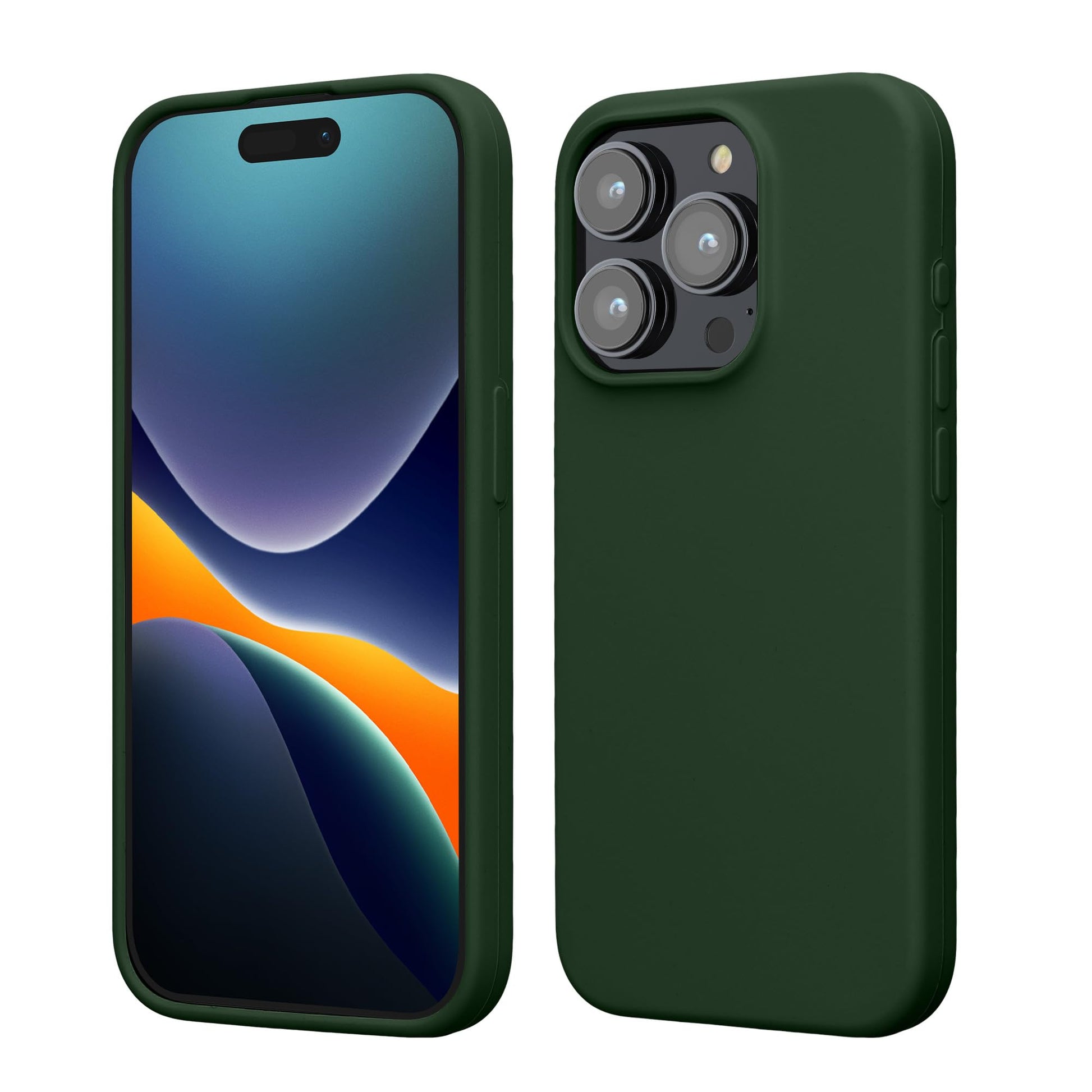 kwmobile Case Compatible with iPhone 15 Pro Case - Slim Soft TPU Silicone Cover - Dark Green