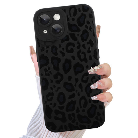TEAUGHT Compatible with iPhone 15 Case Cute Pattern Black Leopard Print Cheetah Camera Protection Cover, Cheetah Pattern Phone C