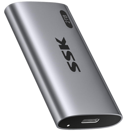 SSK 2TB SSD External Hard Drive, Portable SSD Up to 550MB/s Fast Solid State Drives, External Drive USB 3.2 Gen2 SSD for iPhone