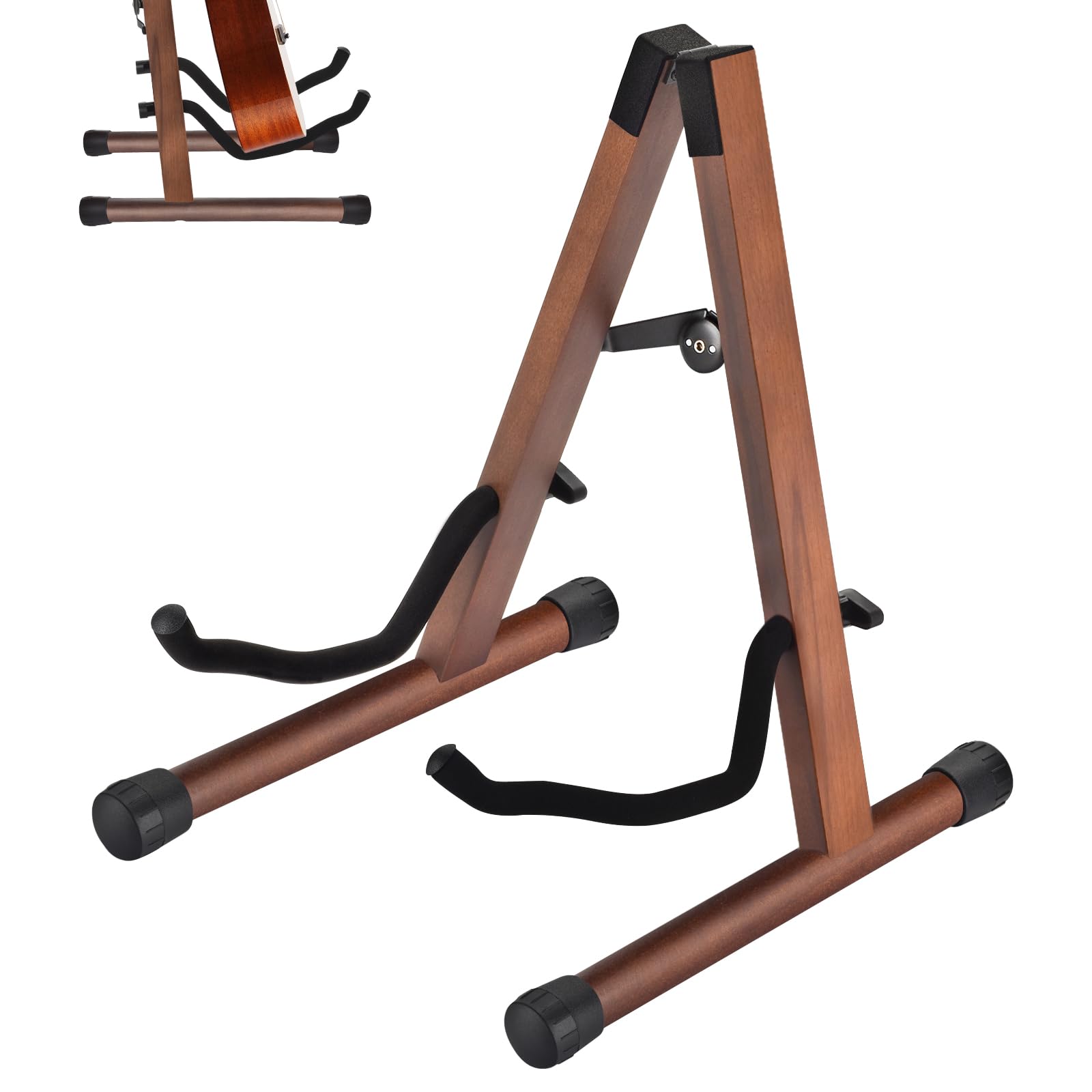 MOREYES Guitar Stand, Acoustic Guitar Stand, Folding A-Frame Electric Guitar Stand, Wooden Guitar Stands Floor For School Music