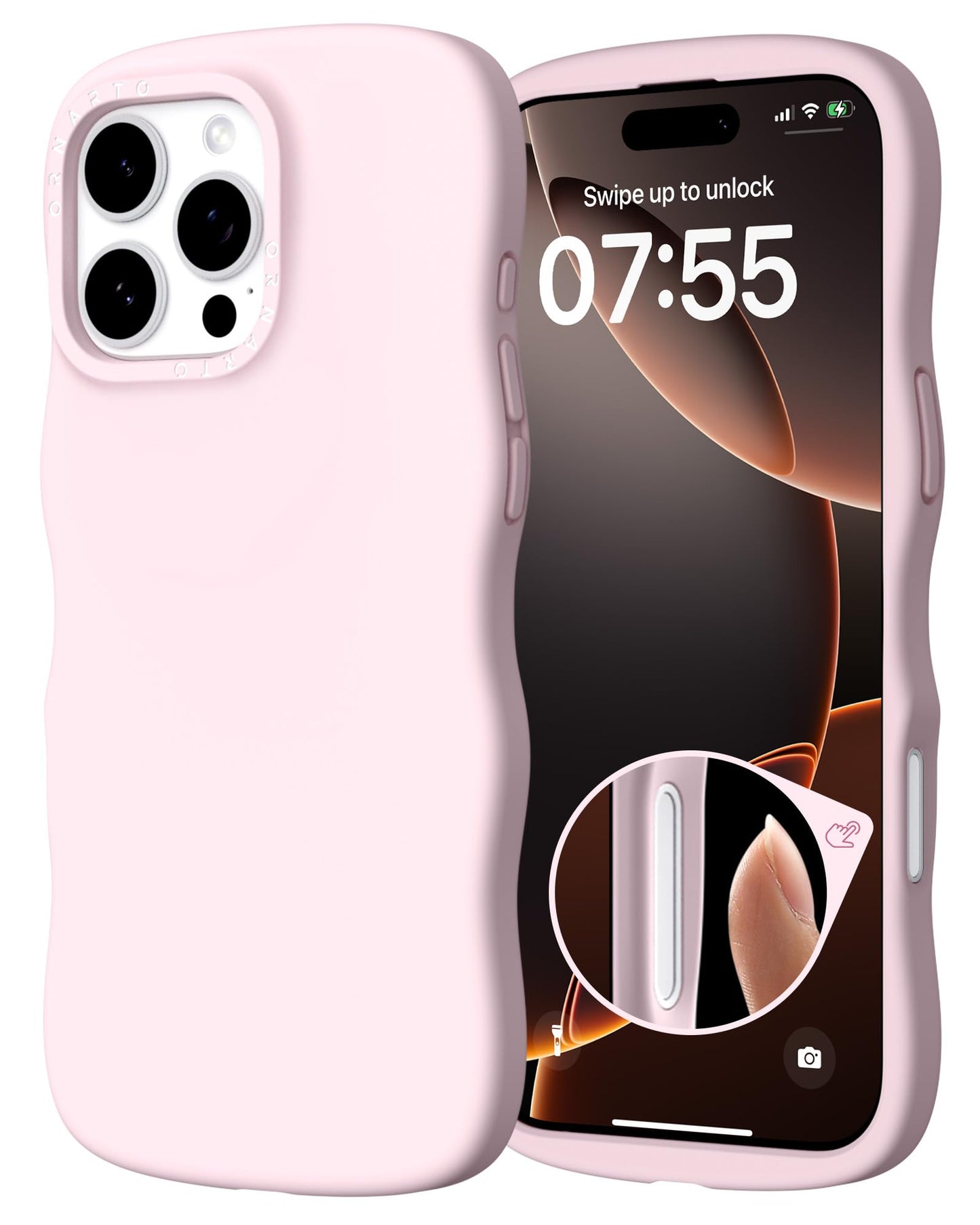 ORNARTO for iPhone 16 Pro Case 6.3, Wavy Liquid Silicone Shockproof Drop Protection Cover with Camera Control Button, Skin-Frien