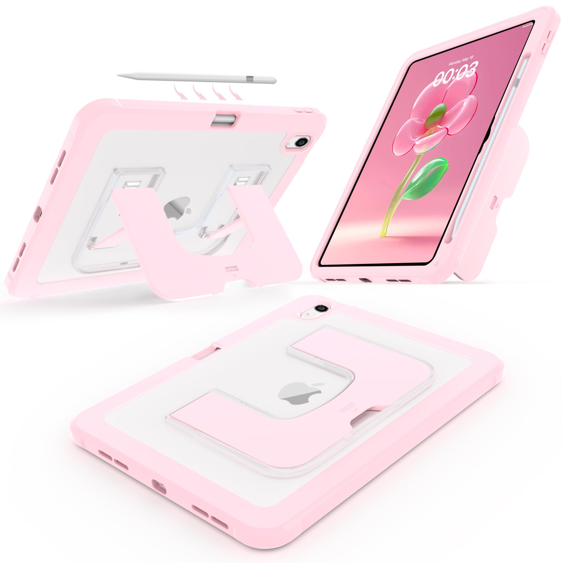 CCMAO Case for iPad (A16) 11th/10th (2025/2022), Shockproof Protective Lightweight iPad Cover with Pencil Holder, Kickstand, Tra