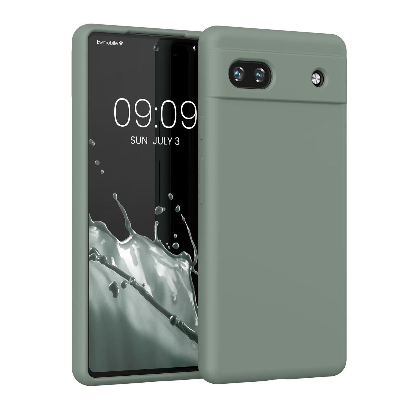 kwmobile Case Compatible with Google Pixel 6a Case - TPU Silicone Phone Cover with Soft Finish - Rainwashed Green
