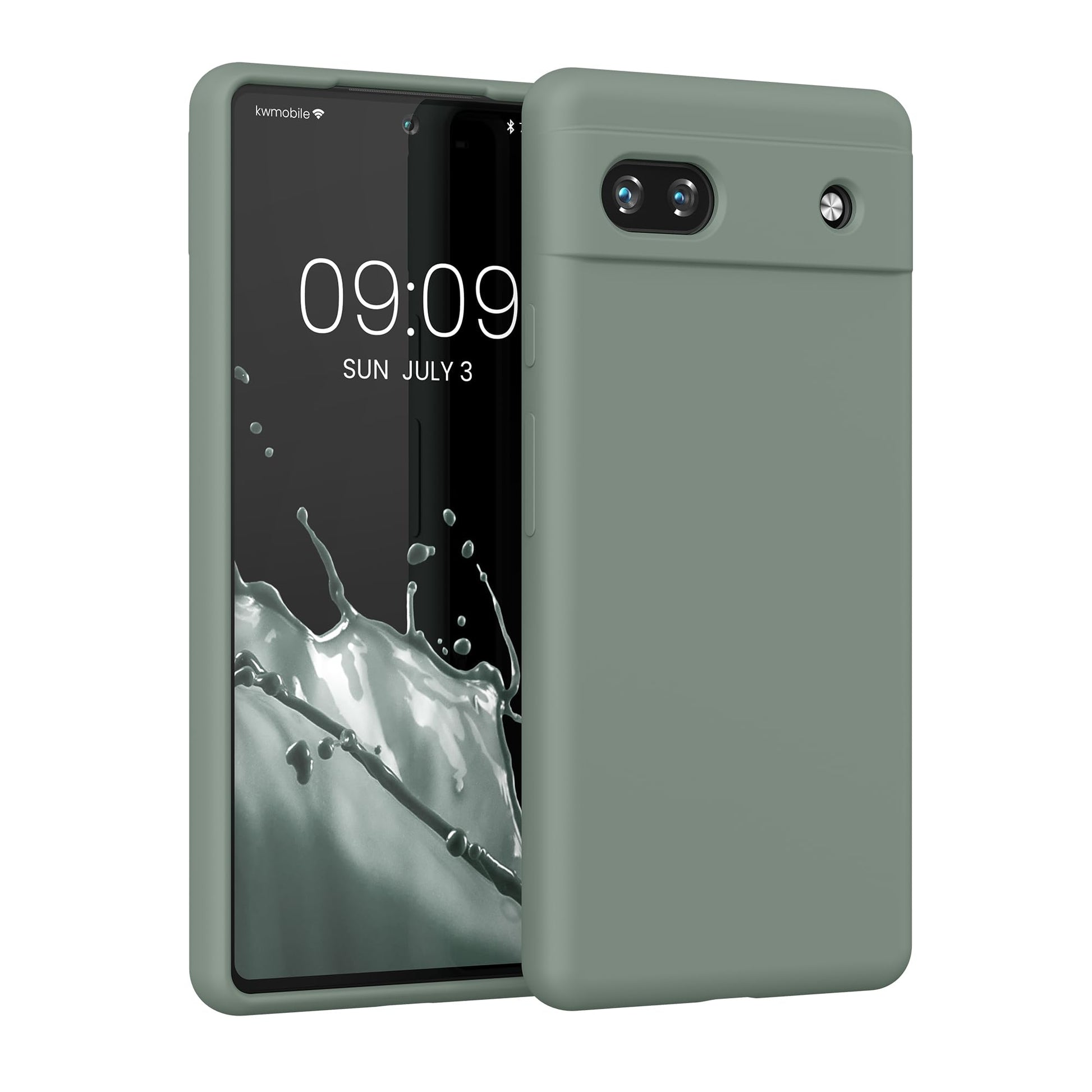 kwmobile Case Compatible with Google Pixel 6a Case - TPU Silicone Phone Cover with Soft Finish - Rainwashed Green