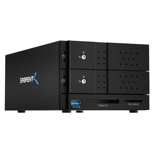 SABRENT USB Type C to Dual 3.5    SATA and RAID Docking Station with CFast/SD Card Readers and USB Type A Port (DS-2BCR)