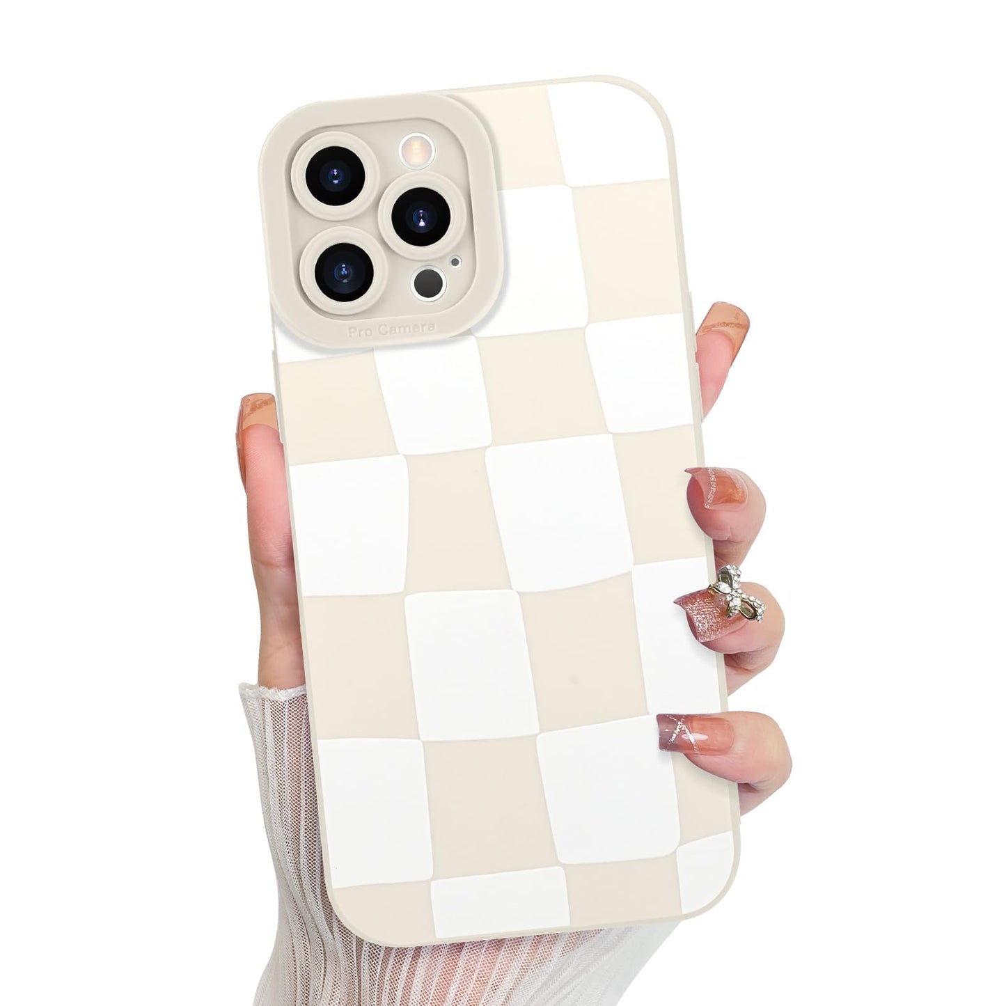 KANGHAR Compatible with iPhone 12 Pro Case, Silicone Checkered Cute Pattern, Camera Protection Soft Slim Phone Case for Girls Wo