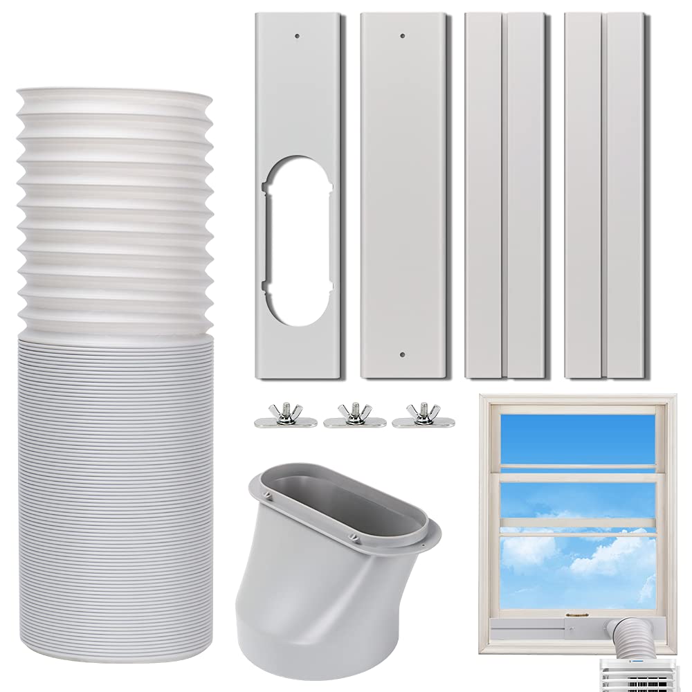 Kxuhivc Portable Air Conditioner Window Vent Kit, Adjustable Window Seal with 5.9 Inch Diameter, 59 Inch Length Exhaust Hose for