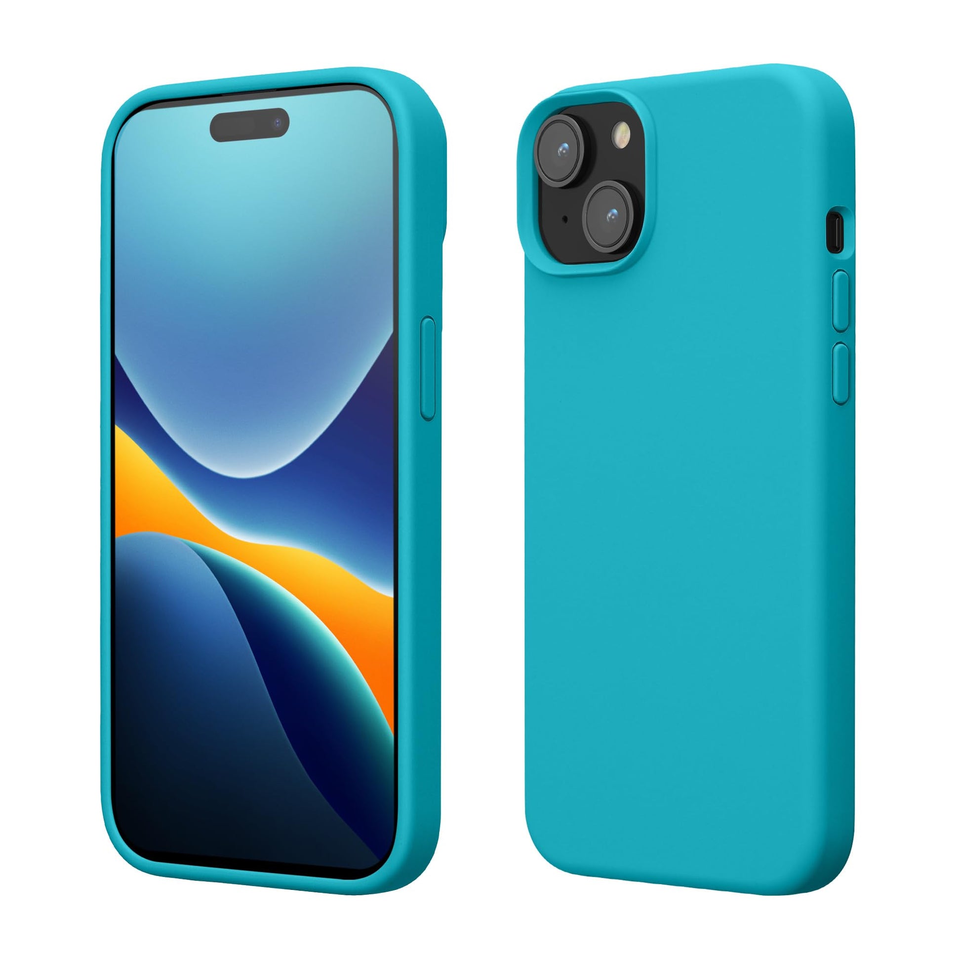 kwmobile Case Compatible with iPhone 15 Case - Slim Soft TPU Silicone Cover - Cool Glacier