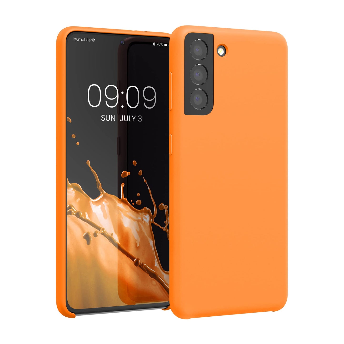 kwmobile Case Compatible with Samsung Galaxy S21 Case - TPU Silicone Phone Cover with Soft Finish - Fruity Orange