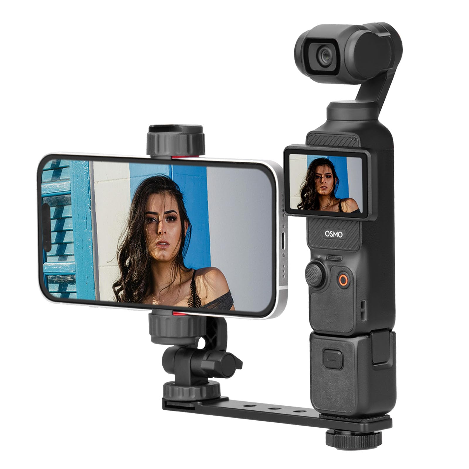 BRDRC Pocket 3 Phone Holder Mount, Metal Expansion Adapter Phone Clip with 1/4 Screw and Cold Shoe for DJI Osmo Pocket 3 Creator
