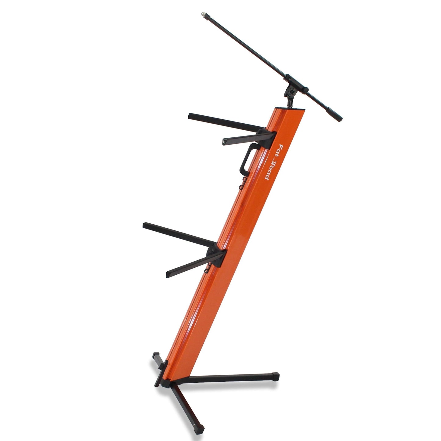 Fat Toad Column DJ Keyboard Stand 2-Tier with Mic Boom Arm Adapter (SlidingTower Series) - Holder for Digital Turntable, Audio G