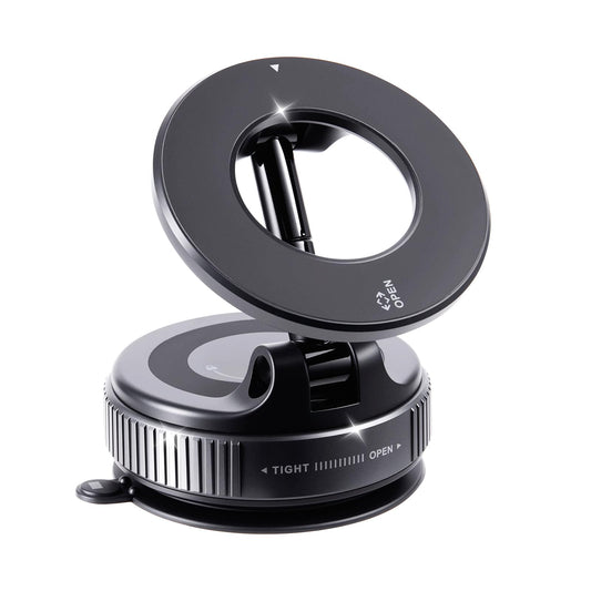 Yamhoy Vacuum Magnetic Suction Car Phone Holder Fold-able and and Hands-Free 360 Adjustable Rotation Phone Mount, Compatible wit
