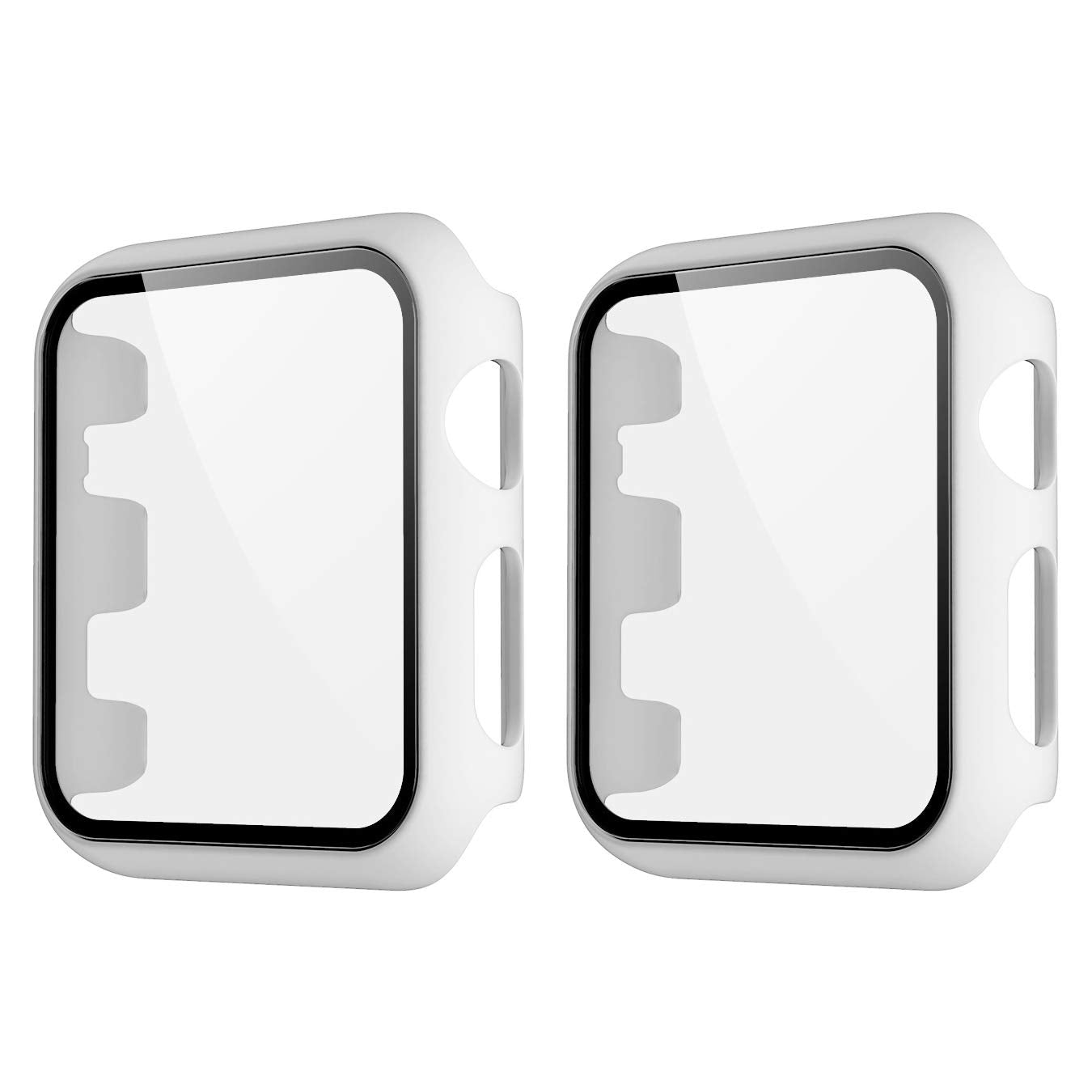HANKN 2 Pack Hard Case for Apple Watch Series 3 2 1 42mm Tempered Glass Screen Protector, Full Coverage Hard PC Shockproof Iwatc