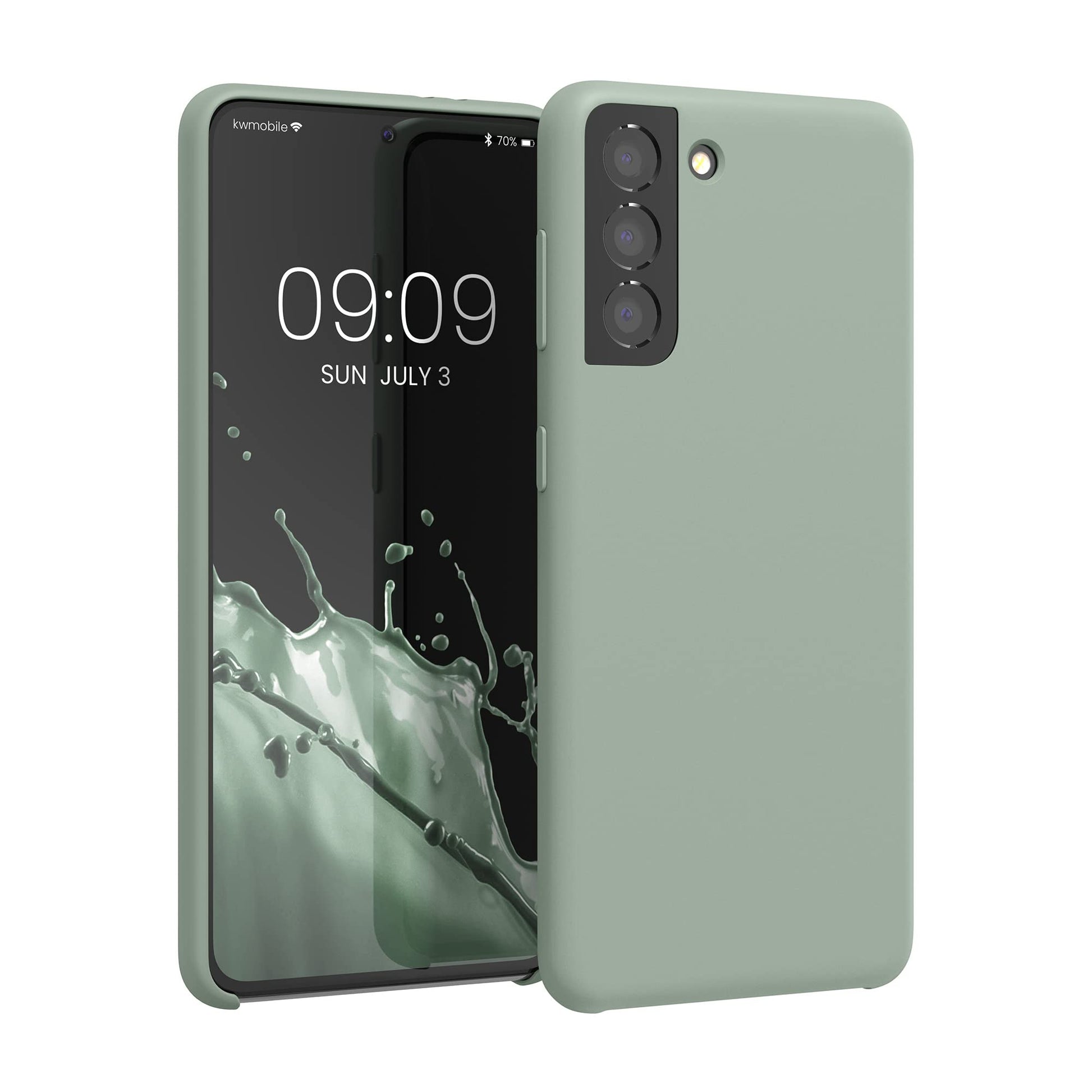 kwmobile Case Compatible with Samsung Galaxy S21 Case - TPU Silicone Phone Cover with Soft Finish - Gray Green
