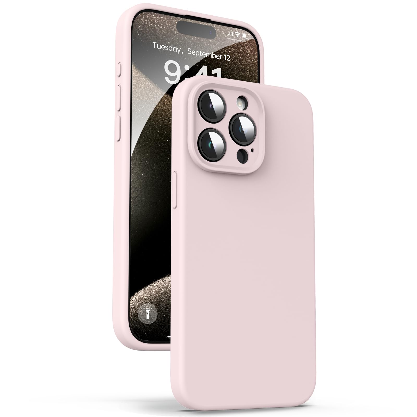 Supdeal Liquid Silicone Case for iPhone 15 Pro - [Camera All-Round Protection] [Soft Microfiber Lining Anti-Scratch] 4 Layer Ful