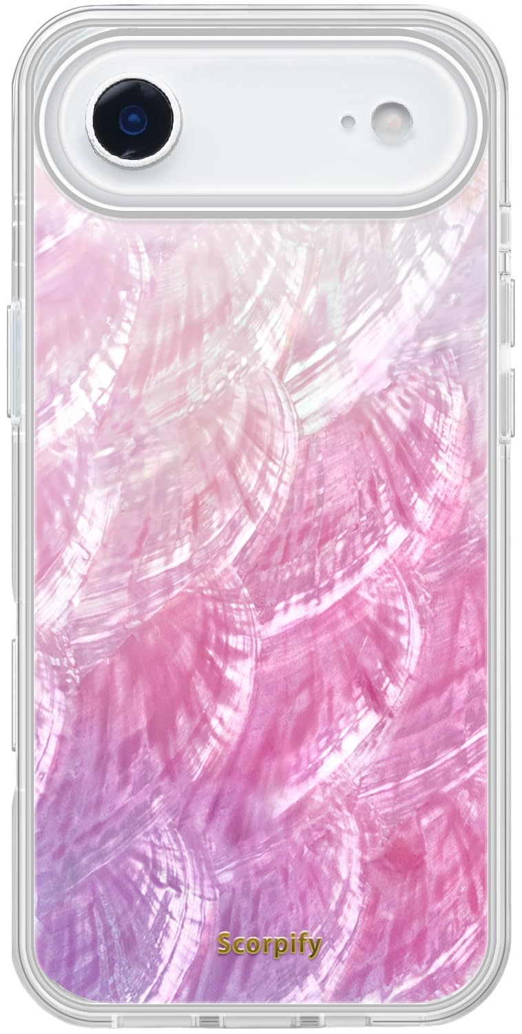 SCORPIFY for iPhone 17 Air Case [Compatible with MagSafe] with Genuine Pink Mother of Pearl Design and Seashell Pattern, Cute Cl