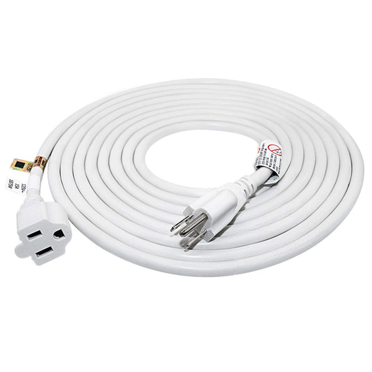 FIRMERST 14 AWG 3 Prong Extension Cord 15 ft 1875W 15A White, UL Listed