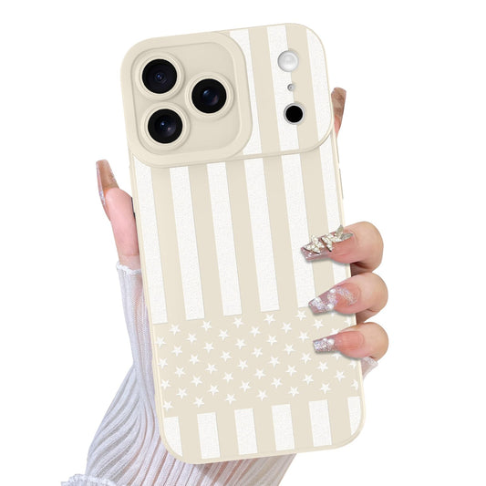 TEAUGHT Compatible with iPhone 17 Pro Case 2025 Cute Pattern Stripes Stars Shockproof Silicone Phone Cover for Girls Women -Whit