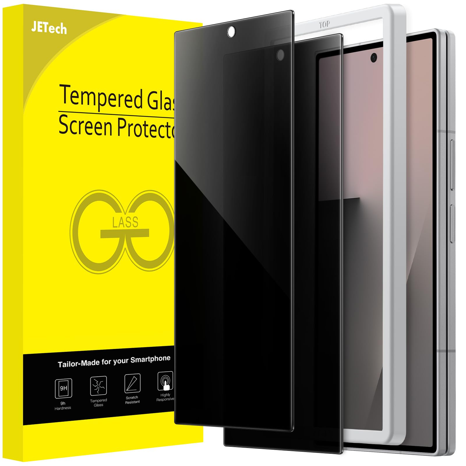 JETech Front Privacy Screen Protector for Samsung Galaxy Z Fold 7 2025, Anti-Spy Tempered Glass Film with Easy Installation Tool
