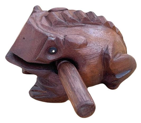 2.5 Inch Natural Color Guiros Percussion Instruments Wooden Frog, Wooden Frog Musical Instrument Home Decor Handcrafted Decorati