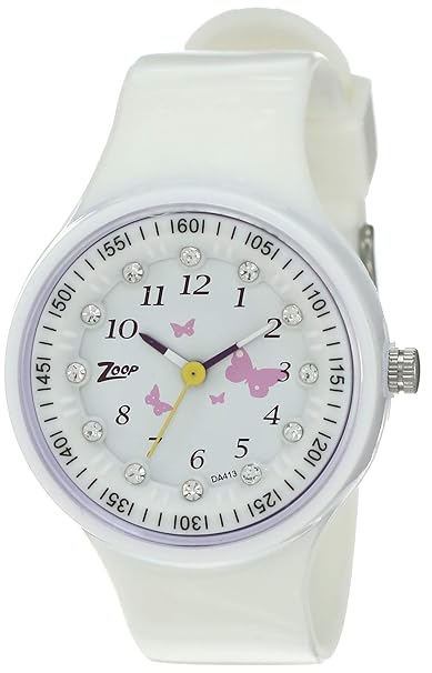 Zoop Kids Girls 38 Mm White Dial Plastic Analogue Watch - Nlc4038Pp02W