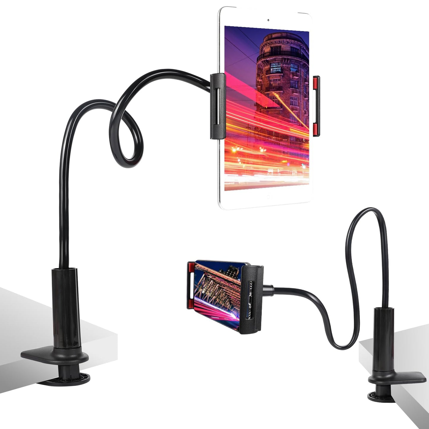 Selfdee Tablet Stand Holder for Bed, Gooseneck Adjustable Flexible Long Arm Tablets Mount Clamp Cell Phone Holder,Lazy Tablets P