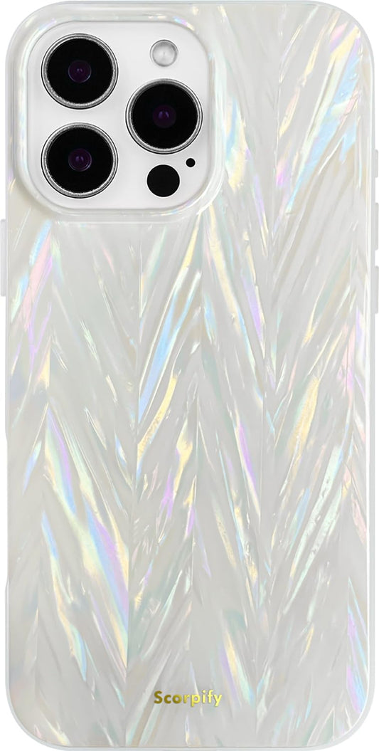 SCORPIFY for iPhone 16 Pro Case [Compatible with MagSafe] with Colorful Pearl Aurora Spine Design, Cute Clear Magnetic Phone Cov