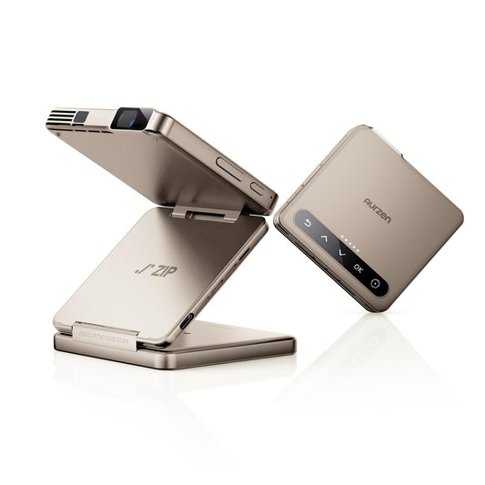 Aurzen ZIP Tri-Fold DLP Mini Projector,Pocket Size, Zero-Lag Focus,One-Click Screen Mirroring,Full-Screen Mode,Type-C Fast Charg