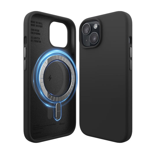 elago Magnetic Silicone Case Compatible with iPhone 15 Case 6.1 Inch Compatible with All MagSafe Accessories - Built-in Magnets,