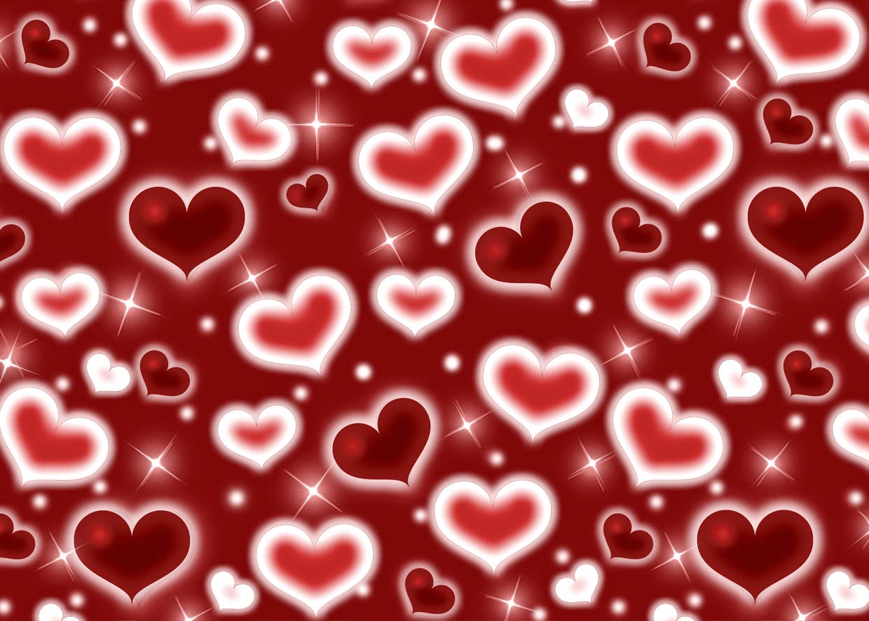LYCGS 7x5ft Red Heart Backdrop 90s Backdrops for Photoshoot Valentines Decor Banner Birthday Props X-91