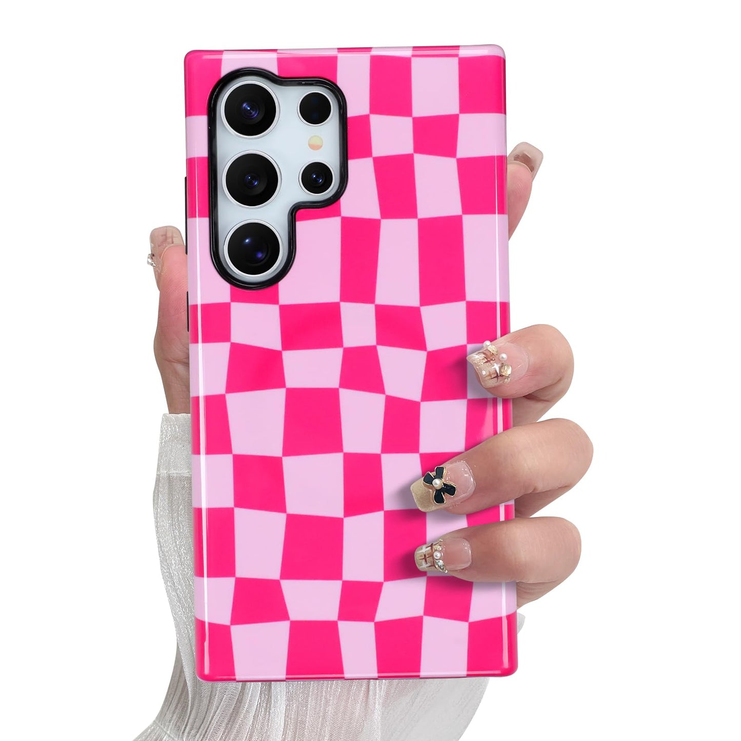 SOKAD Magnetic Checkered Phone Case for Samsung Galaxy S23 Ultra, Cute Plaid Checkerboard Pattern Compatible with Magsafe Glossy