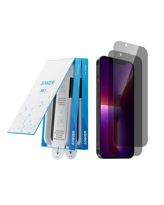Anker 2 Pack for iPhone 13 Pro Max/14 Plus Privacy Screen Protector, Anti-Spy HD Tempered-Glass Privacy Screen Protector, Easy I