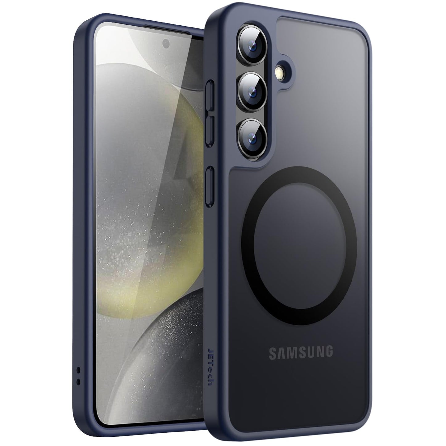JETech Magnetic Case for Samsung Galaxy S24 5G, Compatible with MagSafe, Translucent Matte Back Shockproof Phone Cover (Deep Blu