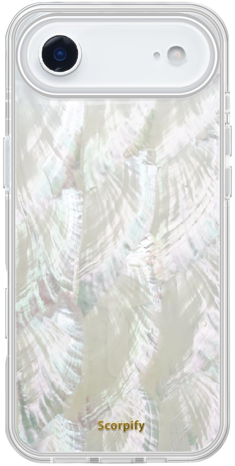 SCORPIFY for iPhone 17 Air Case [Compatible with MagSafe] with Genuine Natural Mother of Pearl Design and Seashell Pattern, Cute