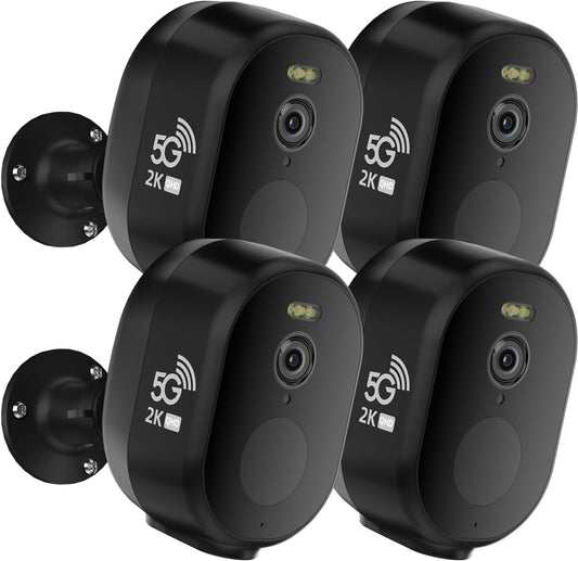 Security Cameras Wireless Outdoor, 2K/3MP QHD Home Security System 4-Cam Kit with 130-Wide View, Night Vision, Spotlight,IP65 Wa