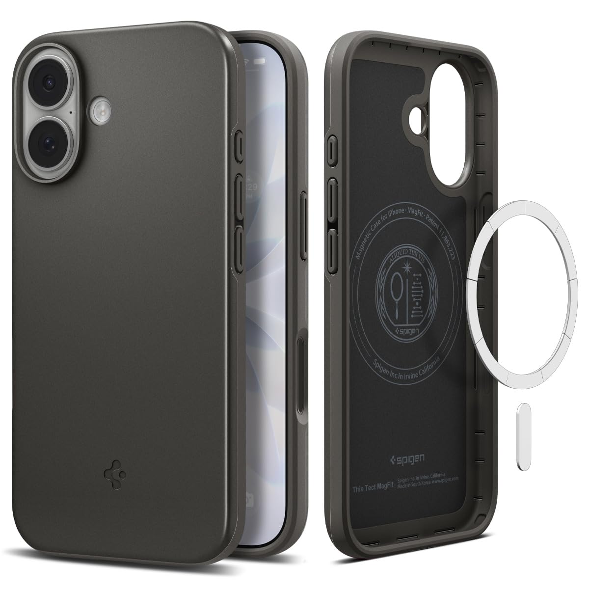 Spigen for iPhone 17 Case, Thin Fit MagFit [TPU Covered Camera Control] [Compatible with MagSafe] - Gunmetal