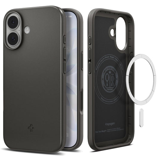 Spigen for iPhone 17 Case, Thin Fit MagFit [TPU Covered Camera Control] [Compatible with MagSafe] - Gunmetal