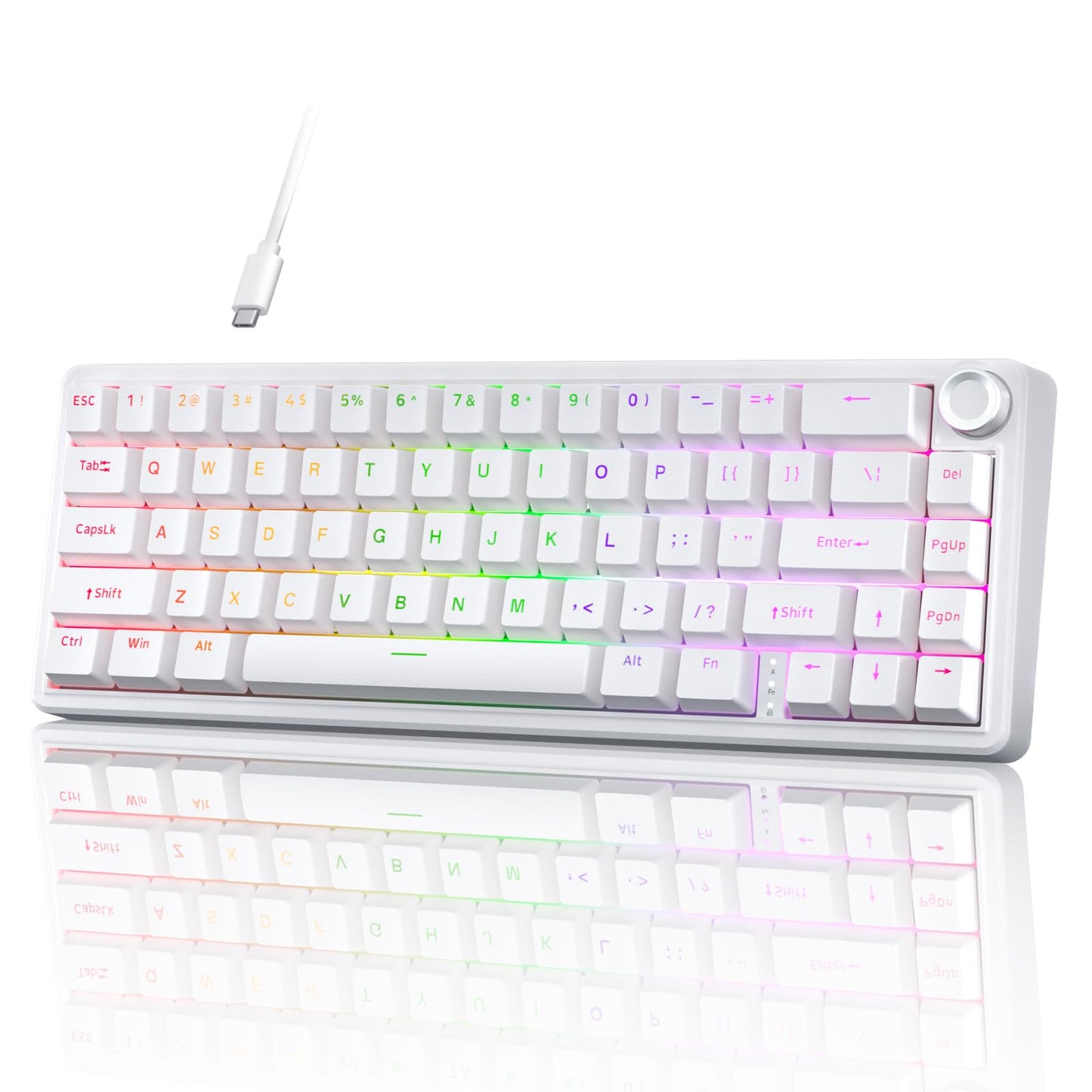TMKB T68E 60% Wired Gaming Mechanical Keyboard, RGB Backlit Hot-Swappable Gasket Mount, Creamy Keyboard with Pre-Lubed Blueberry