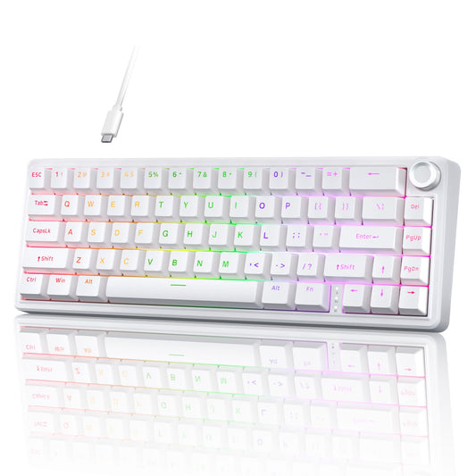 TMKB T68E 60% Wired Gaming Mechanical Keyboard, RGB Backlit Hot-Swappable Gasket Mount, Creamy Keyboard with Pre-Lubed Blueberry