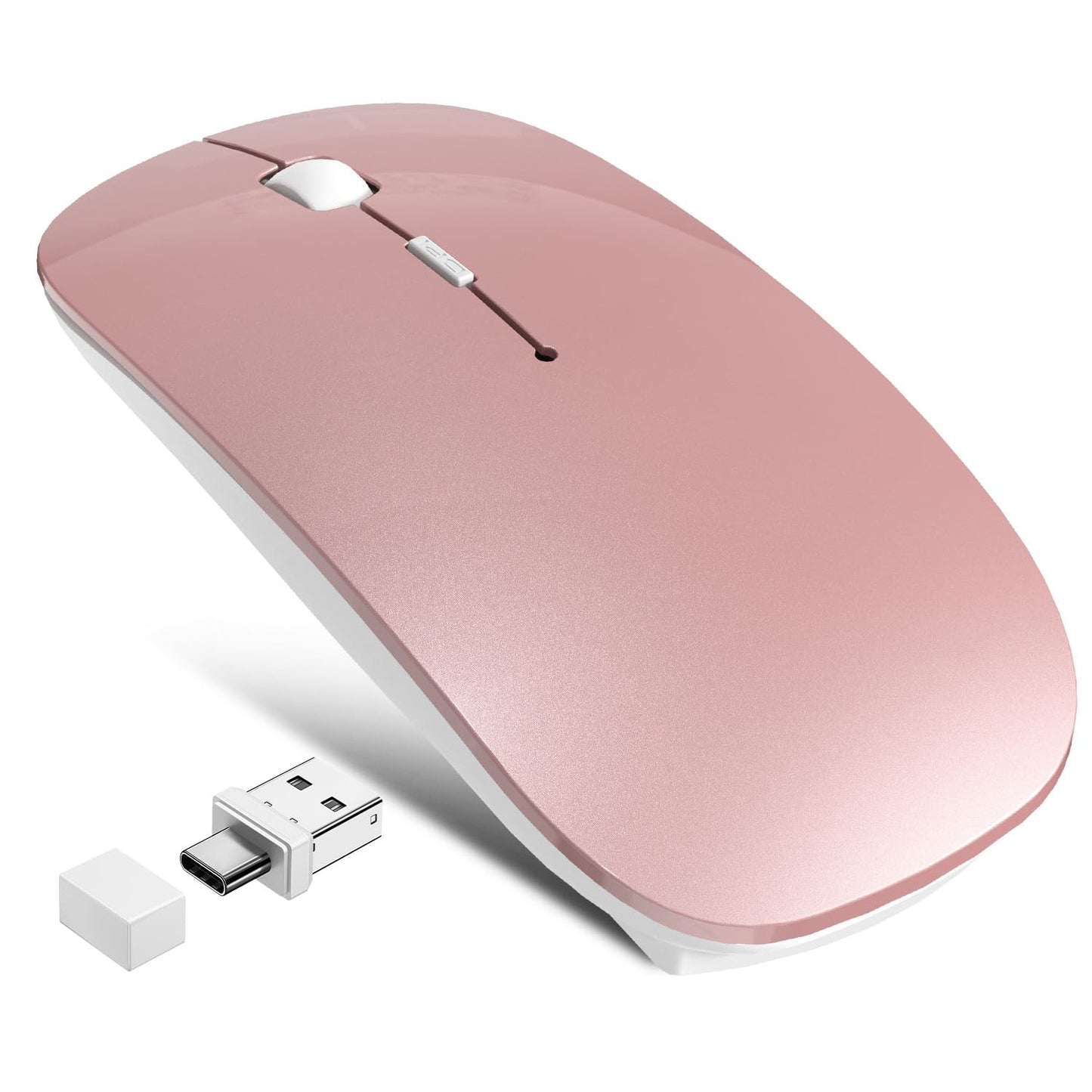FYBC Wireless Mouse Jiggler - Bluetooth Rechargeable Computer Mouse with Undetectable Jiggler Mice Mover, Silent Click Slim Opti