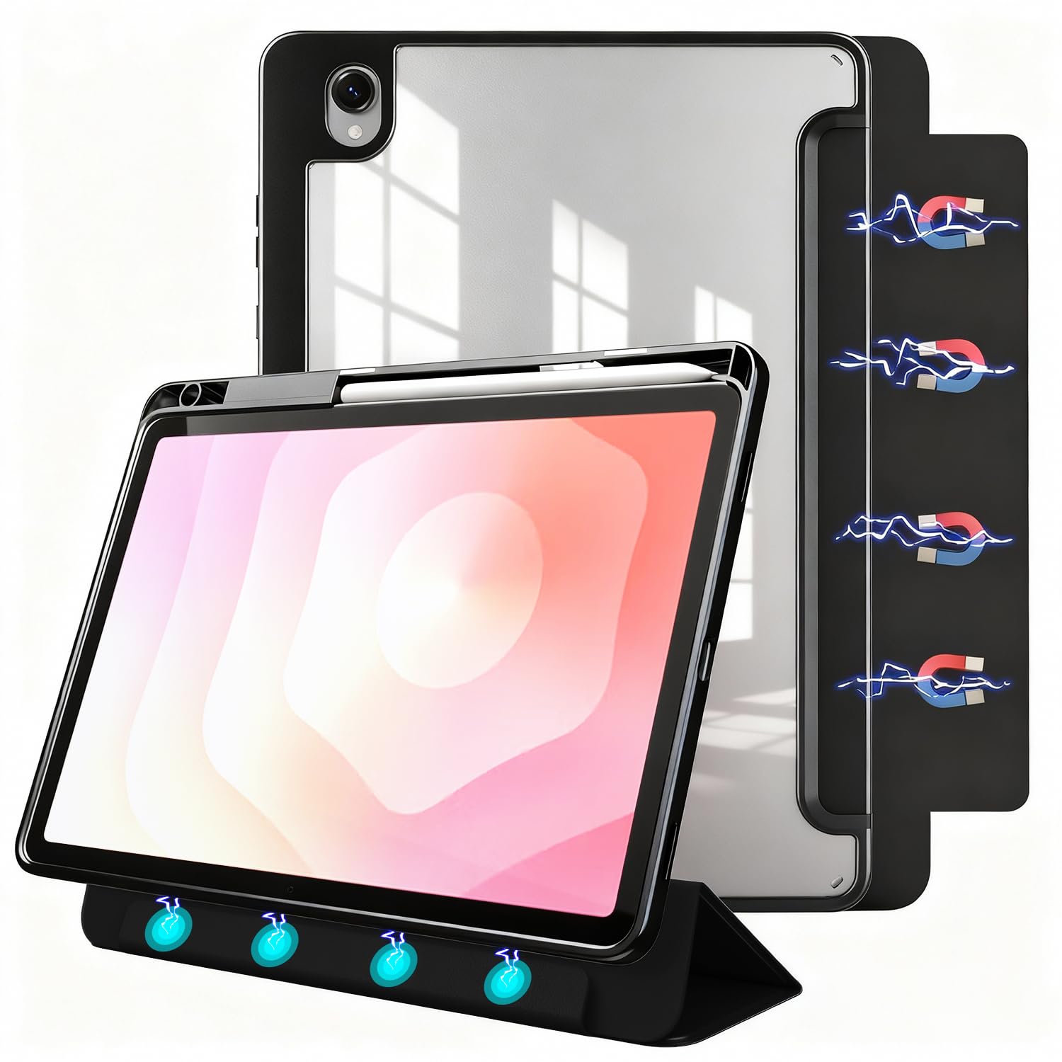 E NET-CASE Detachable Magnetic Case for Samsung Galaxy Tab S11 2025 11 Inch (SM-X736B/ SM-X730), Ultra Clear Back Scratch-Proof