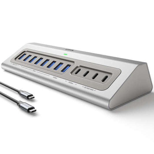Gitfos Powered USB Hub,13 in 1 USB 3.2 Hub, USB C Hub with PD 100W, USB C 45W Charging,10Gbps Data, 7 USB A 3.0 Ports, 65W Power