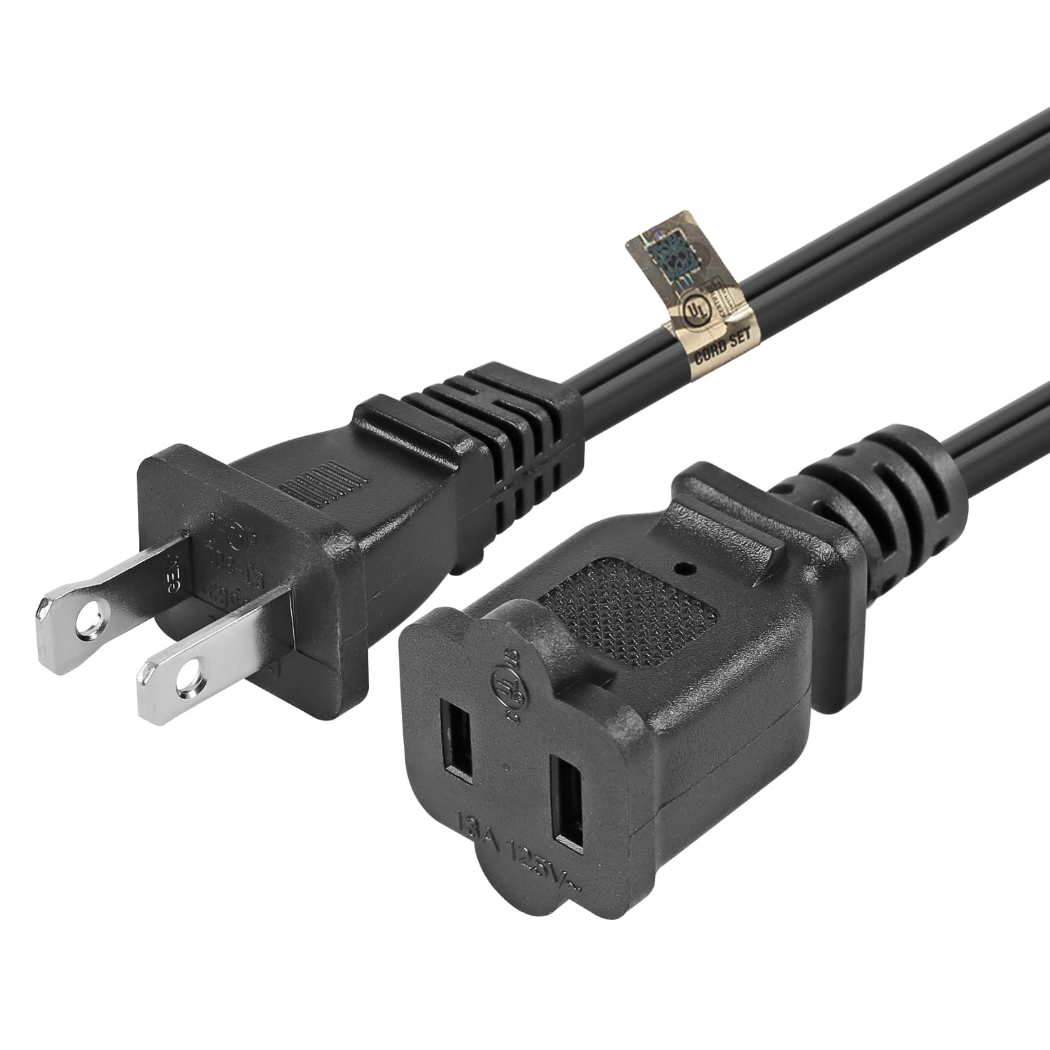 VSEER Polarized 2-Prong Male-Female Extension Power Cord Cable, Outlet Extension Cable Cord US AC 2-Prong Male/Female Power Cabl