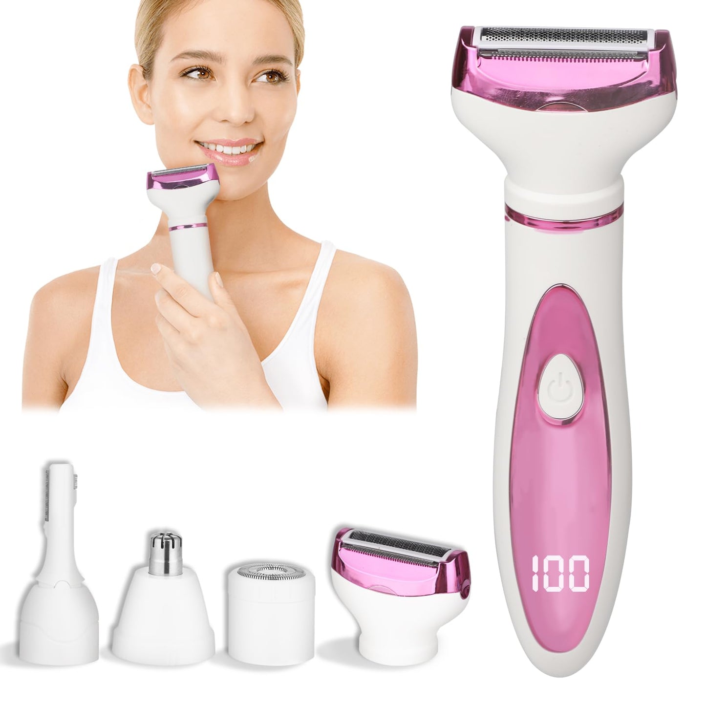 Beanify LED Display Electric Razor for Women Men,4 in 1 Rechargeable Wet & Dry Electric Shaver and Facial Hair Remover,2026 Pain