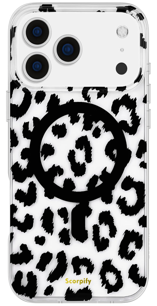 SCORPIFY for iPhone 17 Pro Max Case [Compatible with MagSafe] with Black Clear Leopard Cheetah Print Design, Cute Clear Magnetic
