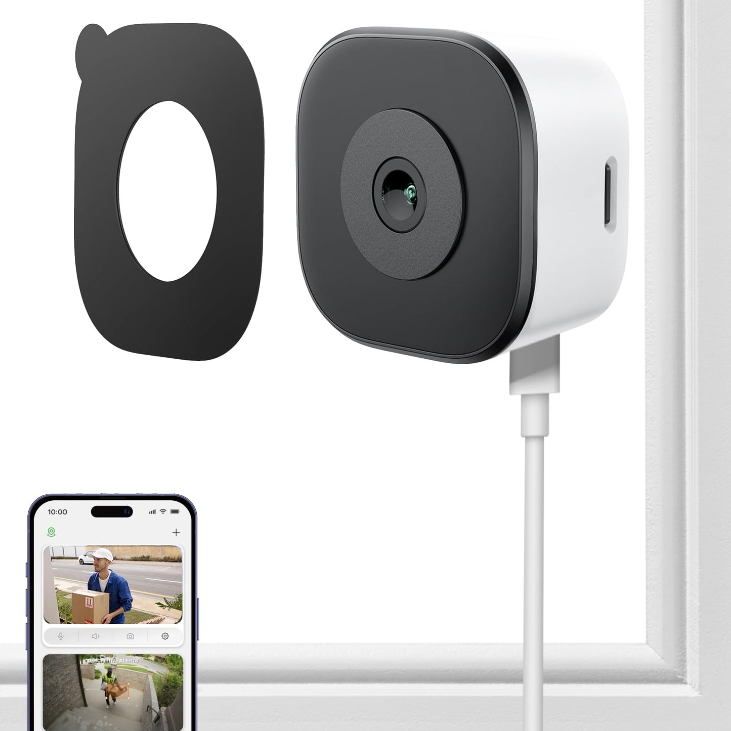 HomiQ 5MP 3K Window Camera for Home Security, 5G&2.4Ghz WiFi Human Detection Alert, AI Full Color Night Vision with Anti-Glare-R