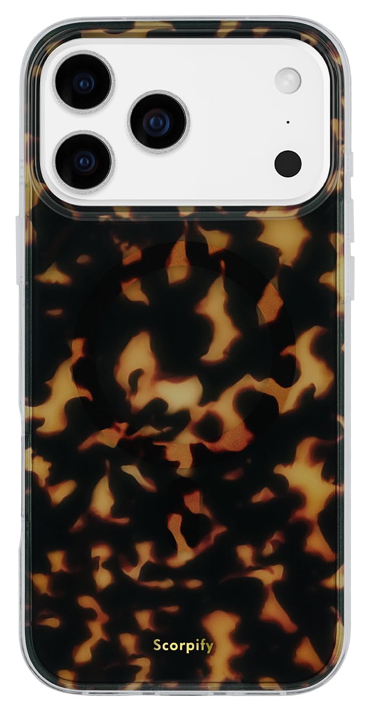 SCORPIFY for iPhone 17 Pro Max Case [Compatible with MagSafe] with Dark Brown Tortoise Shell Design, Cute Brown Magnetic Phone C