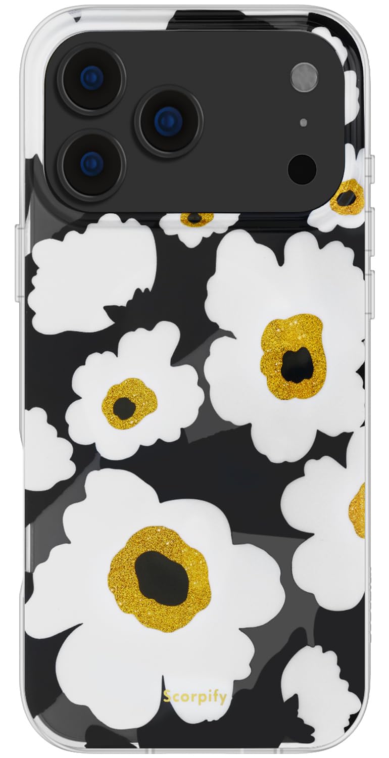 SCORPIFY for iPhone 17 Pro Max Case [Compatible with MagSafe] with Black Corn Poppy Floral Design, Cute Clear Flower Magnetic Ph